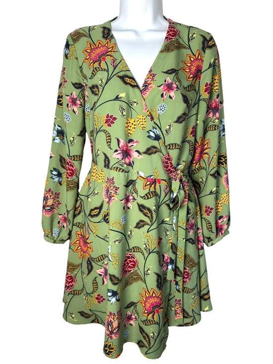 LOFT Multicolor Floral Wrap Dress with Pink and Yellow Accents 6P - Picture 4 of 9